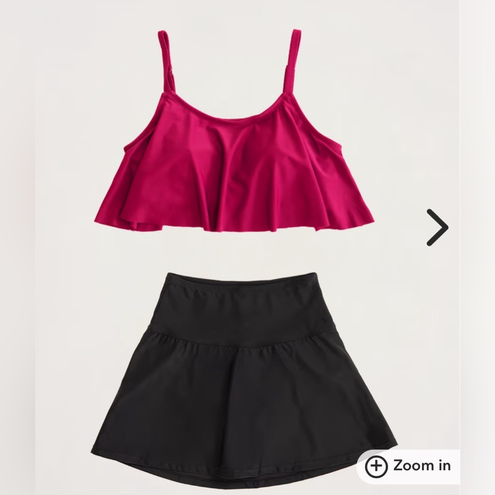 SHAPERMINT RUFFLE BIKINI TOP & SWIM SKIRT ~ DARK PINK